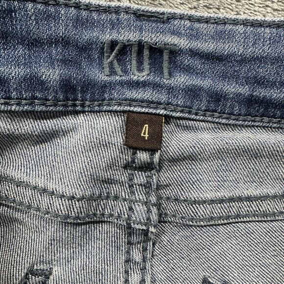 Kut from the Kloth Jeans Womens 4 Blue Crop Straight Leg Raw Hem Denim Pants - Picture 4 of 14